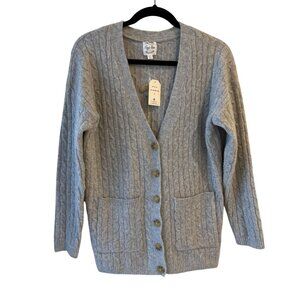 Hippie Rose Light Heather Grey Cable Knit Cardigan Sweater XS Longline Supersoft